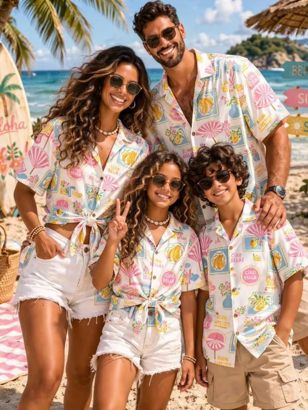 Family Tree Print - Camisa Havaiana Masculina de Verão para