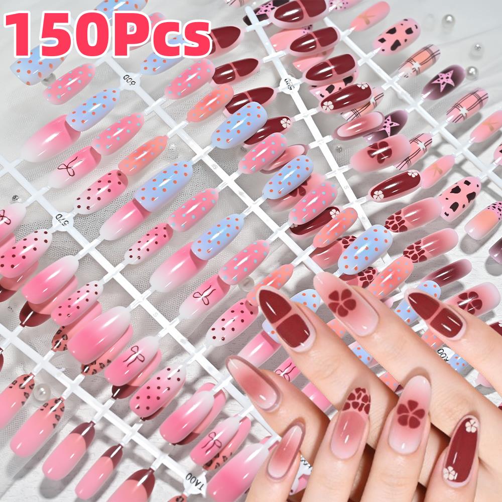 150 Peças Unhas Postiças Rosa  - Pressed Flower Art avaliação e preço